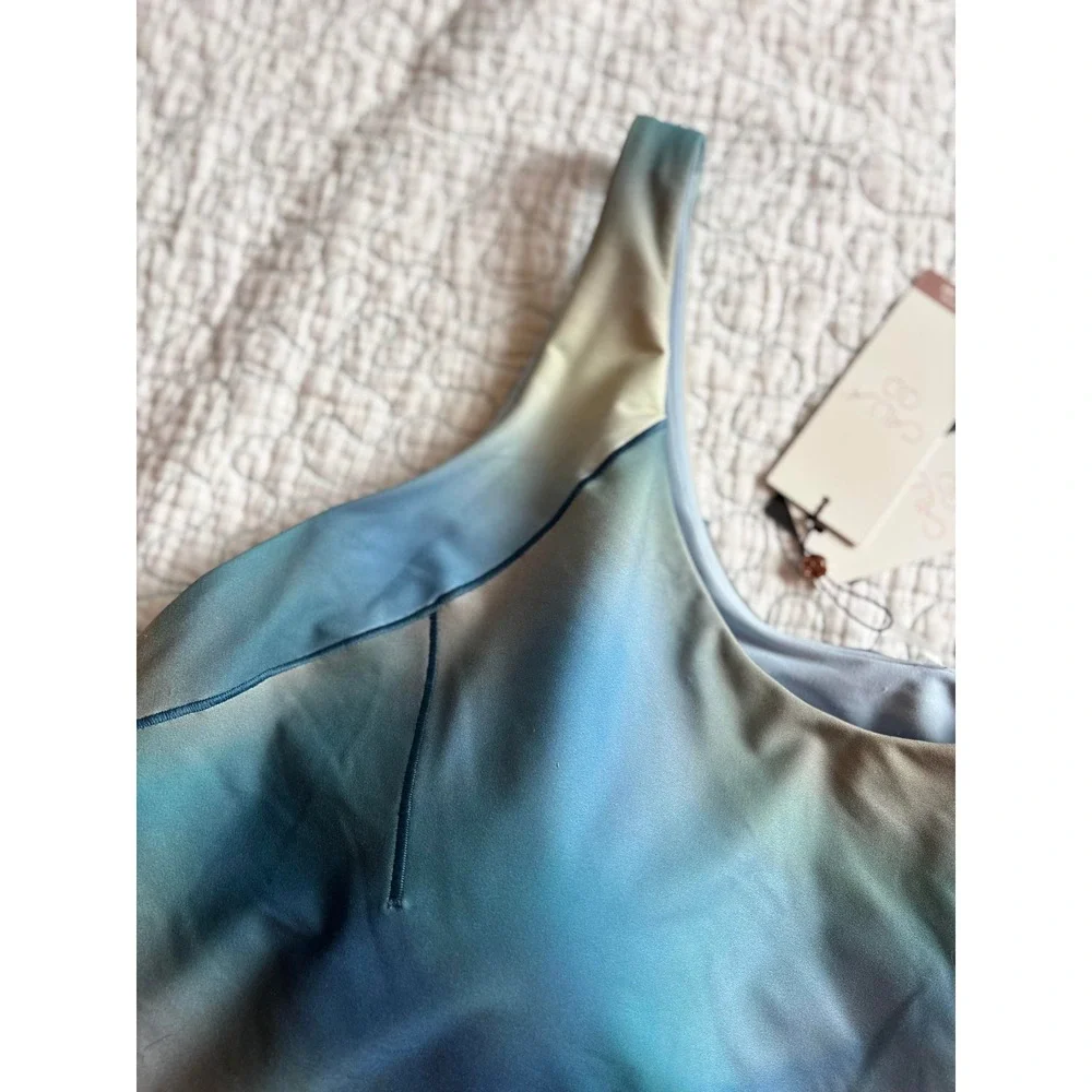 CALIA Womens‎ Low Support Sports Bra Blue Teal Ombre Watercolor 3XL